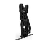 Narrow side angle of Line Art by Charles black French Bulldog line art sculpture dog lovers gift on a studio white background show casing 15 millimeter depth of dog line art decor.