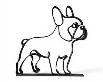 French Bulldog Line Art Sculpture | Minimalist 3D Printed Frenchie Decor | French Bulldog Gift