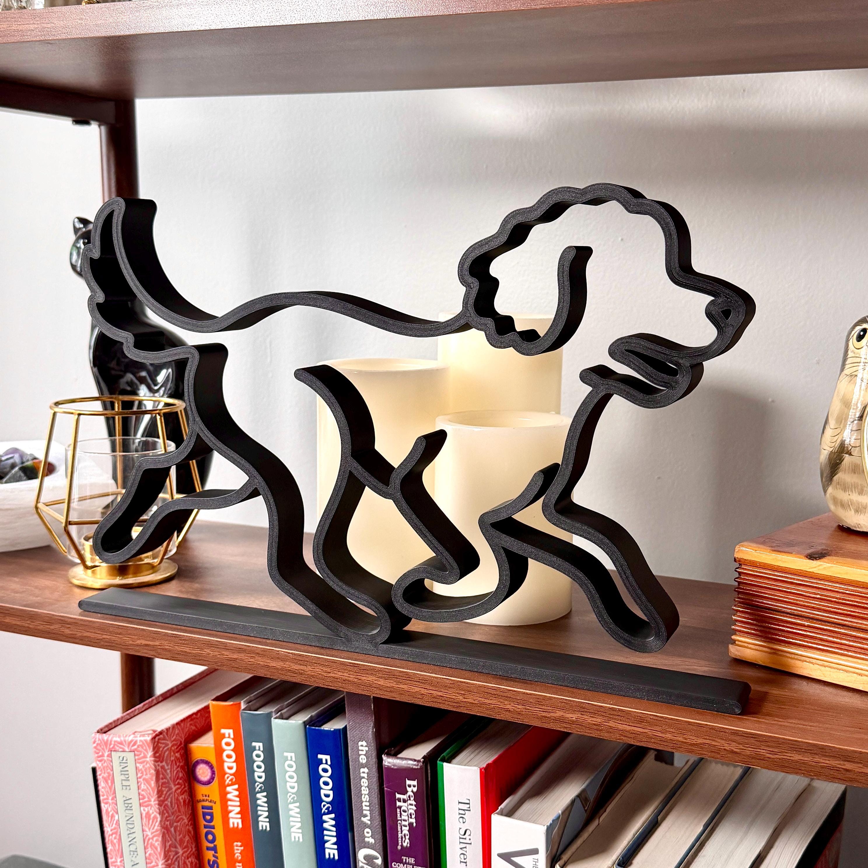 Large Running Goldendoodle Line Art Sculpture