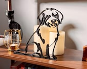Aussiedoodle figurine modern black line art on bookshelf, Aussiedoodle memorial keepsake and dog mom gift