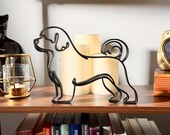 Portuguese Water Dog memorial sculpture black minimalist line art, Porty lover gift for shelf mantel or desk decor