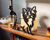 Yorkshire Terrier memorial gift on bookshelf with candles, long haired Yorkie line art sculpture gift for Yorkie mom or dad home decor