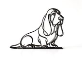 Basset Hound gift, black line art Basset Hound sculpture side view, minimalist Basset mom gift and dog dad gift home decor figurine