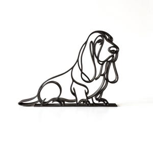 Basset Hound gift, black line art Basset Hound sculpture side view, minimalist Basset mom gift and dog dad gift home decor figurine