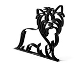 Gift for Yorkie mom, long haired Yorkshire Terrier line art sculpture front view, minimalist Yorkie dad gift dog lover home decor figurine