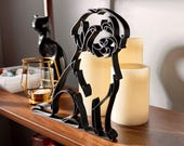 Aussiedoodle gift black line art sculpture displayed on wooden shelf, 3D printed home decor figurine for Aussiedoodle mom dad or owner