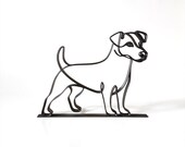Jack Russell Terrier gift, black line art dog sculpture front view, minimalist Jack Russell mom gift and dog dad gift home decor figurine