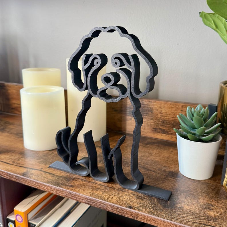 Mini Goldendoodle Line Art Sculpture: Modern Minimalist Pet Decor - Etsy