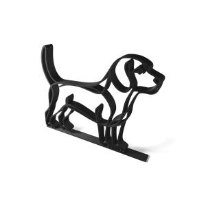 Alternate line art design of a Beagle puppy on a white background, showing the rounder body, big ears, and sweet hound expression in clean continuous line — minimalist 3D printed beagle puppy sculpture design, modern beagle decor, and one-line dog art gift for beagle puppy lovers.
