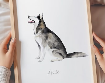 Mini Aquarell Tierportrait: Handgemaltes Hundebild vom Foto