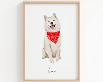 Custom Watercolor Pet Portrait: Hand-Drawn Dog Painting from Photo