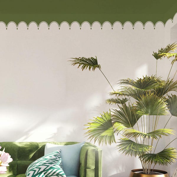 Beaded Scallop Border Stencil | Ceiling Frieze Pattern to Paint