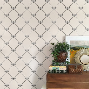 French Bee Trellis Stencil | Large Wall Stencil for Painted Custom Wallpaper | Easy Reusable Wall Painting Stencil | DIY Home Improvement