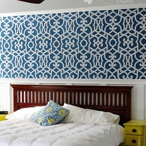 Large Trellis Pattern Wall Stencil - Designer Wallpaper Painting - Modern Moroccan Wall Design Reusable Stencil