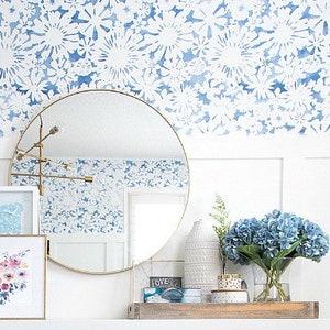 Large Floral Wall Stencil | Floral Fireworks | Wall Stencil for Painting | Custom Wallpaper Alternative | DIY Home Improvement