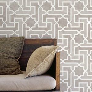 Large Moroccan Wall Stencil - Wall Art Decor or Floor Painting - Geometric Modern DIY Mural