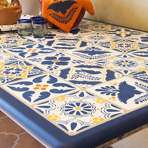 Mexican Tile Talavera Stencils Set - Painting DIY Faux Tiles on Boho Furniture, Tiled Floors, Spanish Wall Art