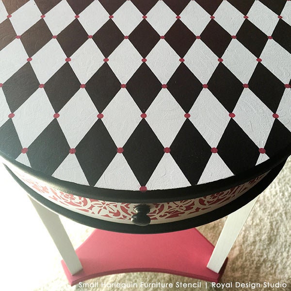 Geometric Diamonds Harlequin Furniture Stencil Pattern - Painting Modern Design on Dresser, Table, Decor Crafts - Size Medium