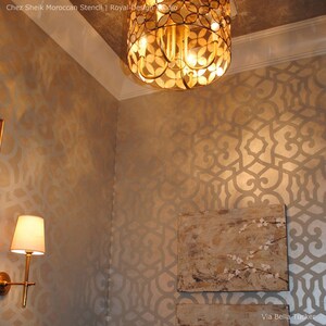 Large Trellis Pattern Wall Stencil Designer Wallpaper Painting Modern Moroccan Wall Design Reusable Stencil image 2