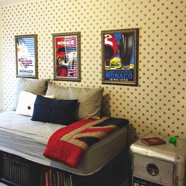Stars Wall Stencil - Modern Star Wallpaper Decal Stencils for Painting Kids Room, Boys Room, Nursery Wall Art