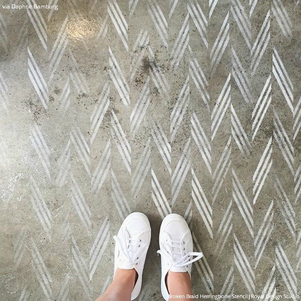 Herringbone Floor Stencil - Etsy