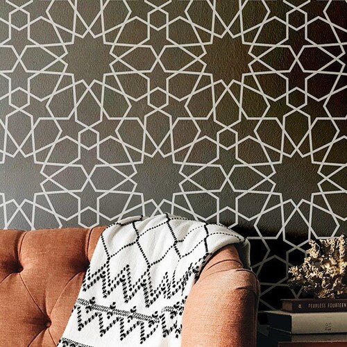 moroccan geometric wall stencil wall stencils for painted etsy