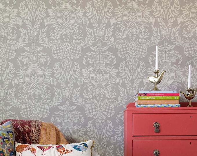 Large Damask Wall Stencil for Interior Painting and Easy Wallpaper ...
