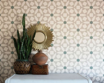 Modern Stencil - Geometric Wall Stencil - Flower Stencils for Painting Wall - Nursery Wallpaper - Modern Mural Design