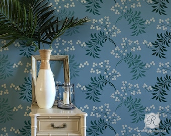 Large Berry Vine Wall Stencil – Romantic Allover Floral Pattern