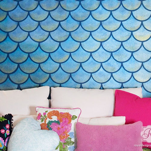 Scallops Design Wall Stencil Pattern Large Wall Design DIY Etsy