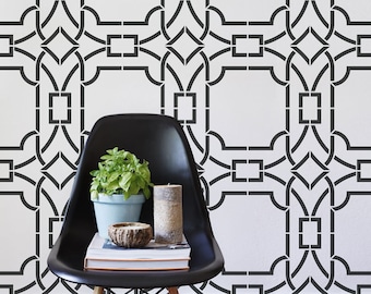 Geometric Trellis Wall Stencil – Large Modern DIY Decor