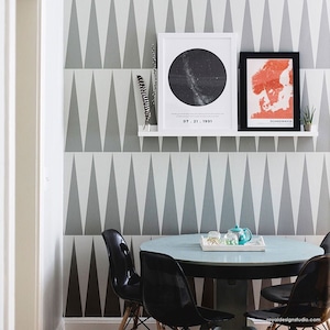 Wall Stencil - Modern Triangle Mural - Wall Stencils for Painting - Geometric Wall Design - Modern Wallpaper - Mid Century Modern Wall Art