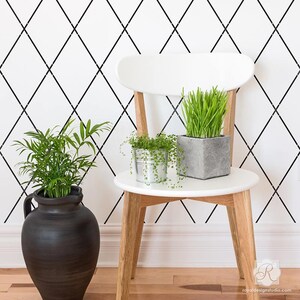 Diamond Trellis Harlequin Wall Stencil - Modern Contemporary Wallpaper Design for Painting Accent Wall