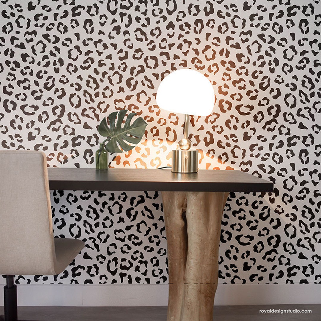 Leopard Spots Wall Stencil Animal Print Wallpaper Tribal - Etsy Leopard Spots Wall Stencil Animal Print Wallpaper Tribal - Etsy