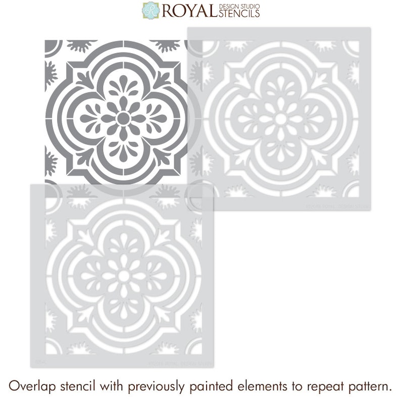 Tile Stencil Old World Classic European Tile Pattern Stencils for Painting Floors Mediterranean, Bohemian, Spanish Tile Design Stencils image 5