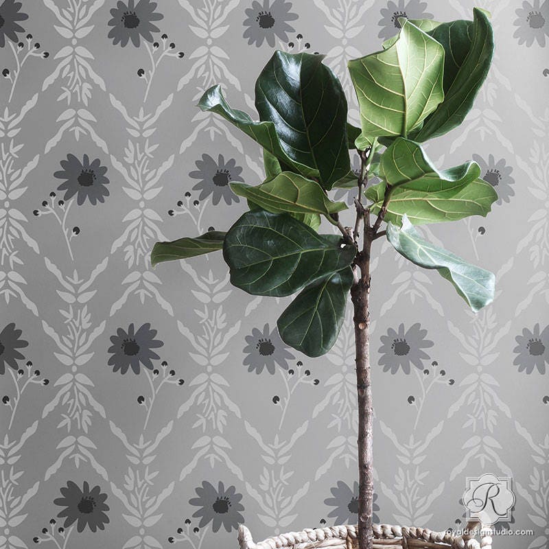 Flower Trellis Wallpaper Wall Stencil Bonnie Christine Etsy