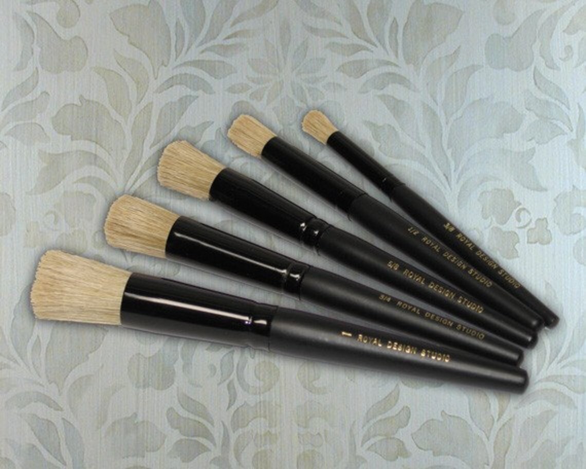 Wall Stencil Brushes Set of 5 for Perfect Wall and Furniture Etsy