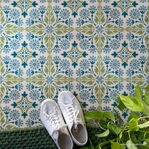 Country Floral Tile Stencil Floor Stencil Floral Wall Stencil Decor Home Boho Ceramic Floor Stencil DIY Home Makeover image 6