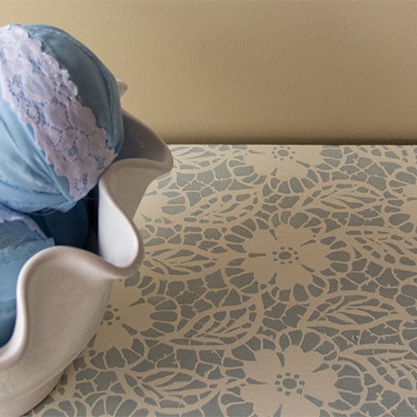 Small Lace Allover Furniture Stencil Fleur de Lace for Easy DIY Craft Decor