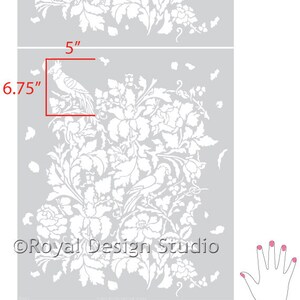 French Floral Bird Damask Wall Stencil | Large Painting Stencil image 8