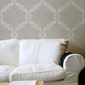 Large Trellis Pattern Wall Stencil Decorate a DIY Wall Mural Design with Classic Damask Wallpaper Look image 4