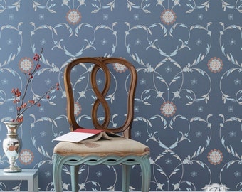 Classic Damask Wall Stencil For Painting Italian, Victorian, Vintage, European Wallpaper Design