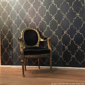 Indian Trellis Allover Wall Stencil for Designer Wallpaper Look - Decorative Stencils for DIY Room Makeover