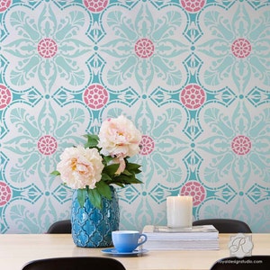 Marisol Spanish Tile Stencil - Old World European Tiles for DIY Modern Wall Decor and Painted Floors