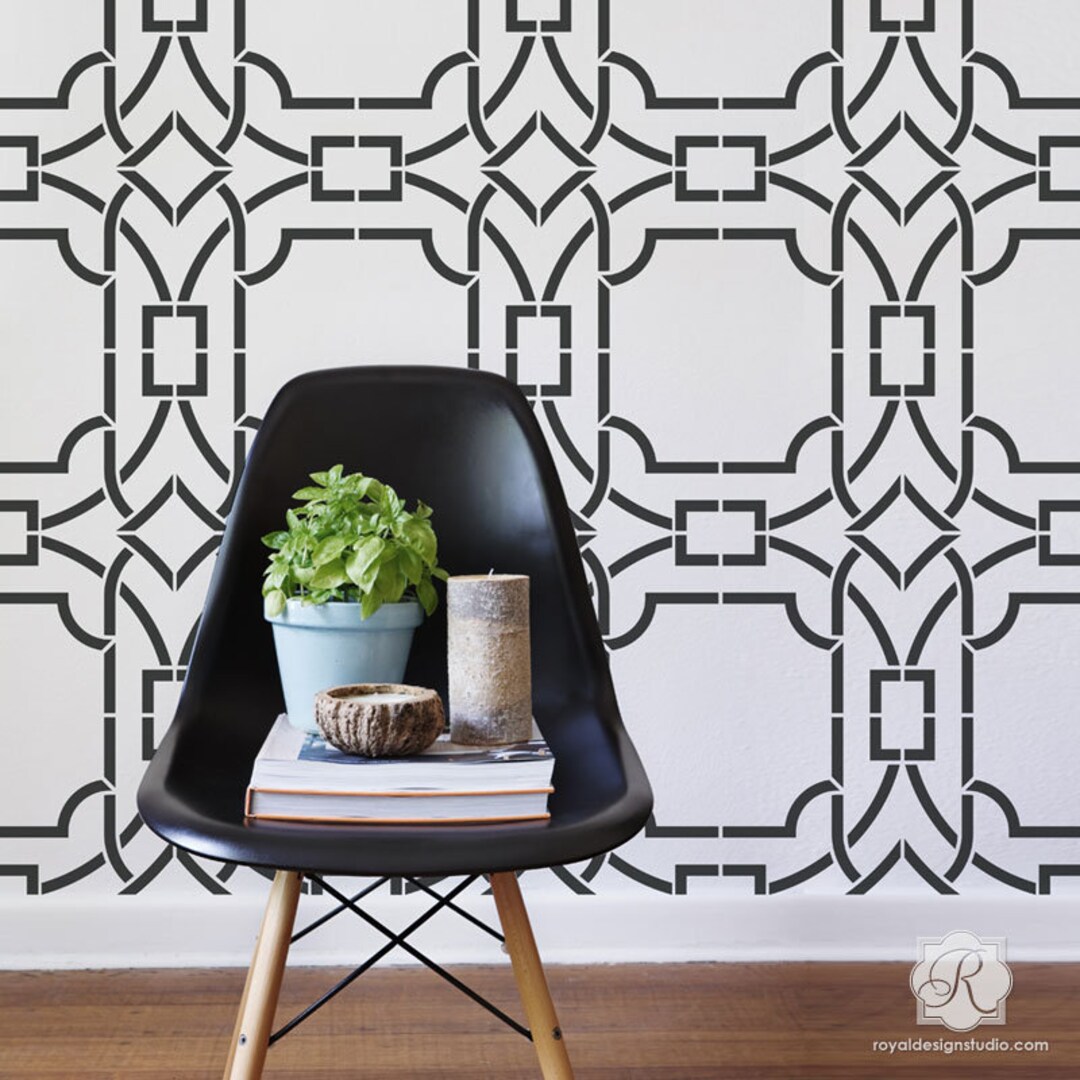 Geometric Stencils Pattern Elaine reusable Modern style for DIY easy decor