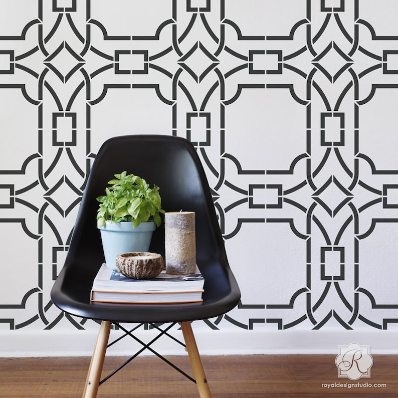 Large Modern Wall Art Stencils For Geometric Designer Etsy