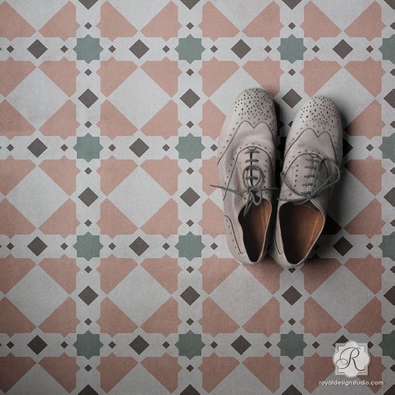 Custom Tile Stencils for Painting Floors - Concrete Tiles - Wall