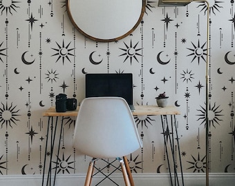 Celestial Moon and Stars Wall Stencil | Stencils for Walls | Star Stencil | Wall Painting Stencil | Celestial Decor