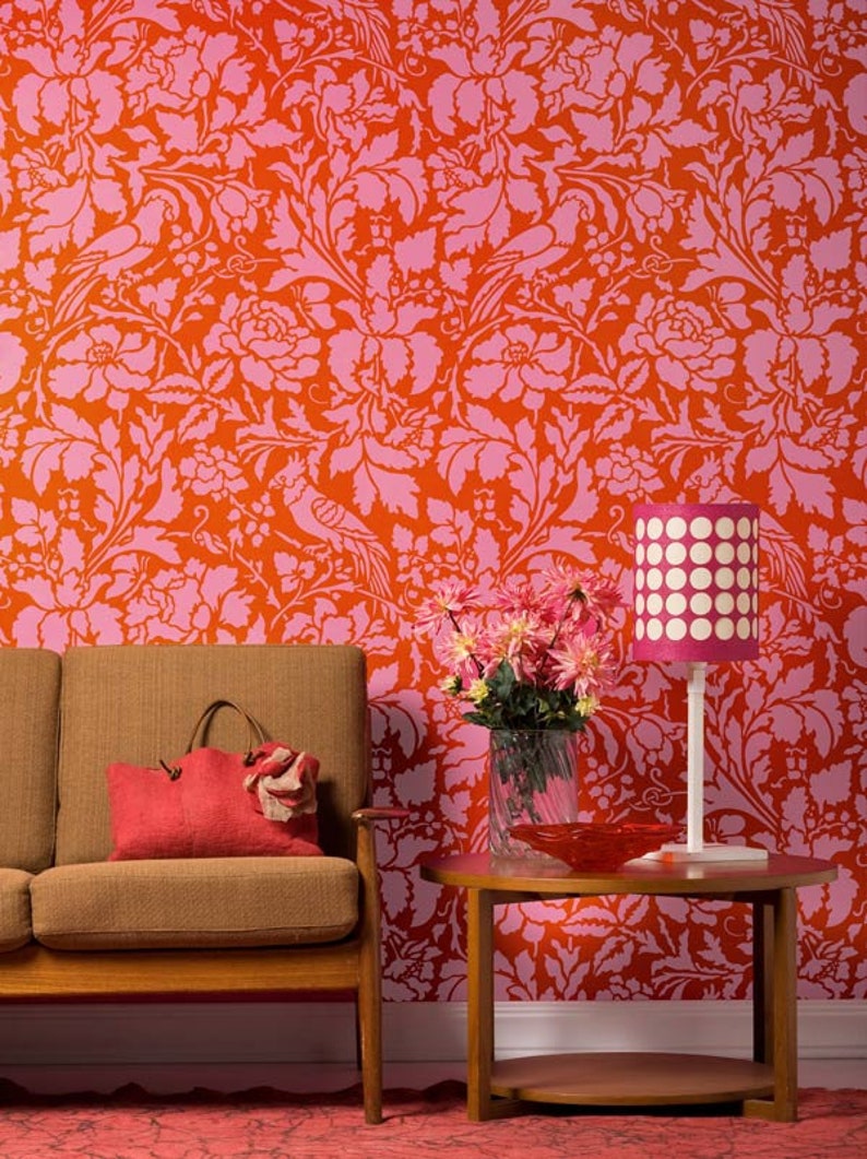 French Floral Bird Damask Wall Stencil | Large Painting Stencil image 3