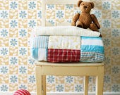 Floral Check Large Wall Paint Stencil | Painted Walls Decor